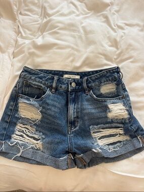 PacSun Ripped Dark Blue Denim Shorts